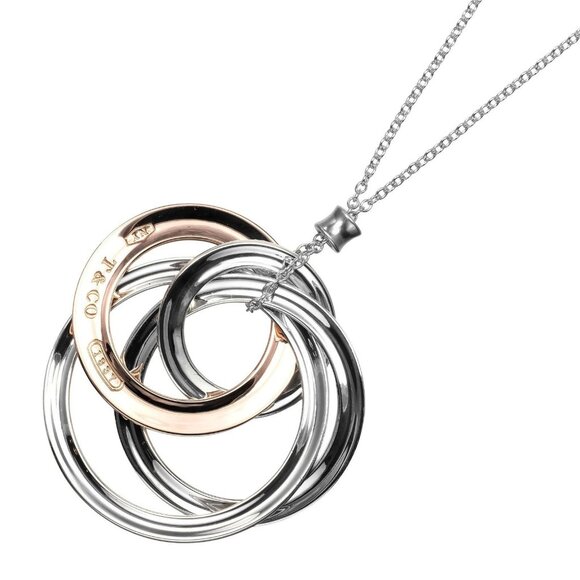 TIFFANY&Co. 1837 Interlocking 4 Circles Necklace Silver925/Rubedo metal 13 - Picture 3 of 7